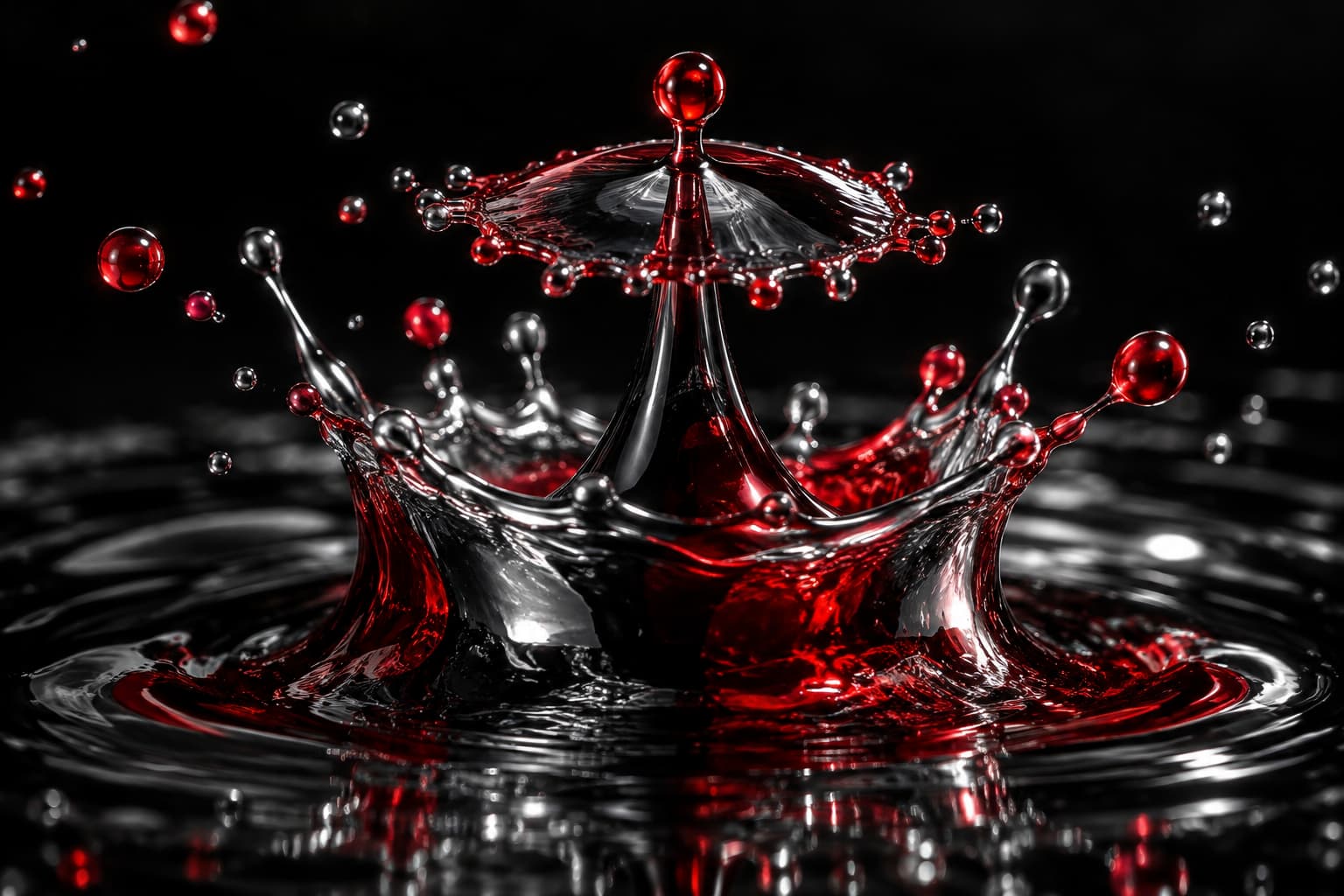 Concept macro visual of red printing ink